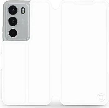 Pouzdro na mobilní telefon Flipové pouzdro Mobiwear - Realme C71 - Bílé a oranžové (Knížkové flip pouzdro, obal, kryt na mobil Realme C71 - Bílé a oranžové, materiál Umělá kůže + TPU - ochrana 360°, stojánek, silikonová vanička, magnetické zavírání)