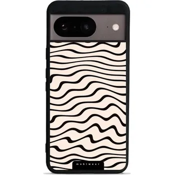 Pouzdro na mobilní telefon Lesklý kryt Mobiwear Glossy - Google Pixel 8 - GA62G Vlnky na béžové (Prémiové lesklé pouzdro, obal, kryt Mobiwear Glossy na mobil Google Pixel 8 - GA62G Vlnky na béžové, materiál Plast + TPU silikon - krytí po všech stranách, neošoupatelný potisk, tenké)