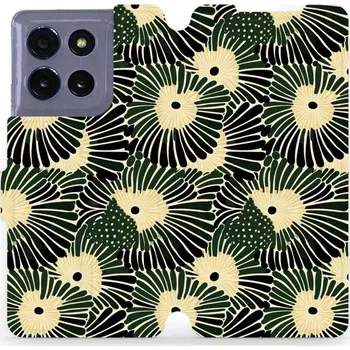 Pouzdro na mobilní telefon Flipové pouzdro Mobiwear - Motorola Moto G86 5G - VA44S Zelené okvětí (Knížkové flip pouzdro, obal, kryt na mobil Motorola Moto G86 5G - VA44S Zelené okvětí, materiál Umělá kůže + TPU - ochrana 360°, stojánek, silikonová vanička, magnetické zavírání)