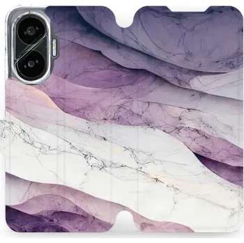Pouzdro na mobilní telefon Flipové pouzdro Mobiwear - Xiaomi Poco F7 - VP31S Bílý a fialový mramor (Knížkové flip pouzdro, obal, kryt na mobil Xiaomi Poco F7 - VP31S Bílý a fialový mramor, materiál Umělá kůže + TPU - ochrana 360°, stojánek, silikonová vanička, magnetické zavírání)