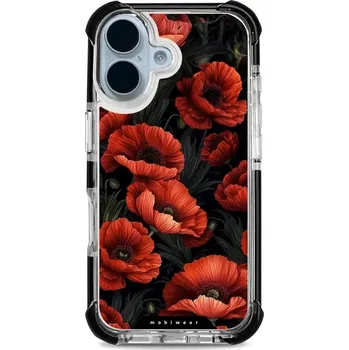 Pouzdro na mobilní telefon Odolný obal Mobiwear MagSafe Elite Bumper - Apple iPhone 17 - D006D Temné červené květy (Odolný kryt, pouzdro, obal Mobiwear Elite Bumper na mobil Apple iPhone 17 - D006D Temné červené květy, materiál Plast + TPU silikon + kov - zesílená ochrana telefonu,
