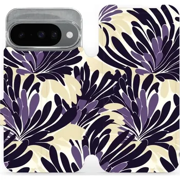 Pouzdro na mobilní telefon Flipové pouzdro Mobiwear - Google Pixel 10 - VA47S Fialová flóra (Knížkové flip pouzdro, obal, kryt na mobil Google Pixel 10 - VA47S Fialová flóra, materiál Umělá kůže + TPU - ochrana 360°, stojánek, silikonová vanička, magnetické zavírání)