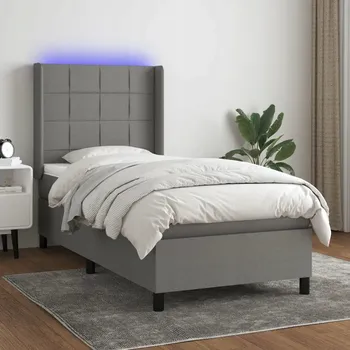 Postel vidaXL Box spring postel s matrací a LED 80 x 200 cm textil [3138270] Barva: Tmavě šedá