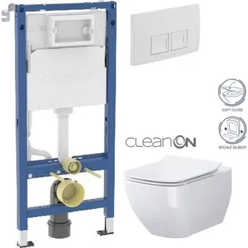 WC sada GEBERIT DuofixBasic s bílým tlačítkem DELTA50 + WC CERSANIT VIRGO CLEANON + SEDÁTKO 458.103.00.2 50BI ME1