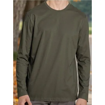 Pánské tričko Sinsay - Bavlněné tričko s dlouhými rukávy - khaki - 650EY-87X - 650EY-87X-2XL