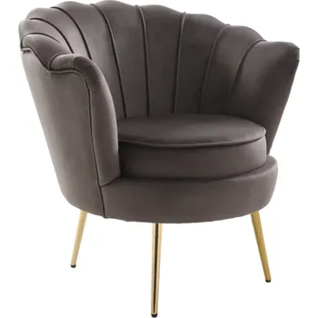 Obývací stěna Křeslo ve stylu Art-deco, šedohnědá Velvet látka/gold chrom zlatý, NOBLEO
