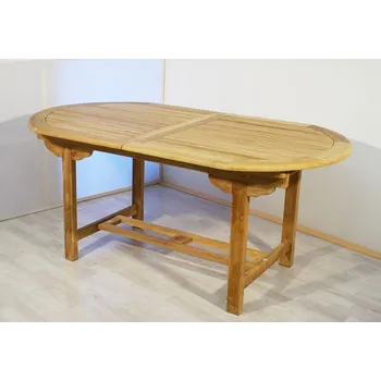 Zahradní stůl Rozkládací dřevěný stůl oválný, týkové dřevo, 170 - 230 cm