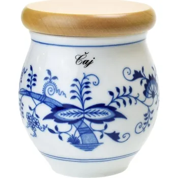 Dóza na potraviny Český porcelán, Dubí Dóza Baňák 400 ml se dřevěným víčkem "Čaj" cibulák
