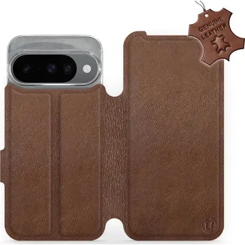 Pouzdro na mobilní telefon Kožené flip pouzdro Mobiwear - Google Pixel 10 - Hnědé (Kožené knížkové pouzdro, obal, kryt na mobil Google Pixel 10, Hnědé, materiál Genuine Leather, ochrana 360°, stojánek, silikonová vanička, magnetické zavírání)