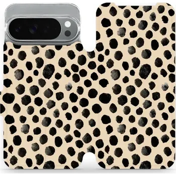 Pouzdro na mobilní telefon Flipové pouzdro Mobiwear - Google Pixel 10 Pro XL - VA50S Černé puntíky (Knížkové flip pouzdro, obal, kryt na mobil Google Pixel 10 Pro XL - VA50S Černé puntíky, materiál Umělá kůže + TPU - ochrana 360°, stojánek, silikonová vanička, magnetické zavírání)