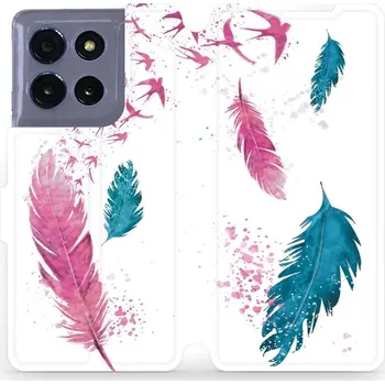 Pouzdro na mobilní telefon Flipové pouzdro Mobiwear - Motorola Moto G86 5G - MR08S Pírka (Knížkové flip pouzdro, obal, kryt na mobil Motorola Moto G86 5G - MR08S Pírka, materiál Umělá kůže + TPU - ochrana 360°, stojánek, silikonová vanička, magnetické zavírání)