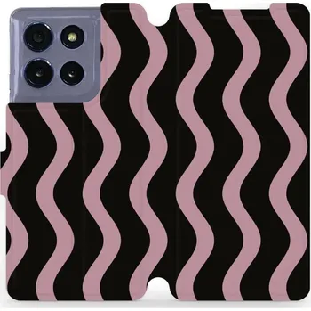 Pouzdro na mobilní telefon Flipové pouzdro Mobiwear - Motorola Moto G86 5G - VA54S Fialové vlnky (Knížkové flip pouzdro, obal, kryt na mobil Motorola Moto G86 5G - VA54S Fialové vlnky, materiál Umělá kůže + TPU - ochrana 360°, stojánek, silikonová vanička, magnetické zavírání)