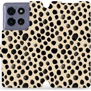 Pouzdro na mobilní telefon Flipové pouzdro Mobiwear - Motorola Moto G86 5G - VA50S Černé puntíky (Knížkové flip pouzdro, obal, kryt na mobil Motorola Moto G86 5G - VA50S Černé puntíky, materiál Umělá kůže + TPU - ochrana 360°, stojánek, silikonová vanička, magnetické zavírání)