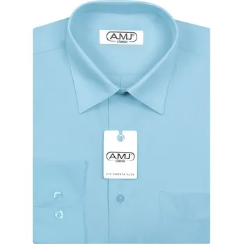 Pánská košile Pánská košile AMJ jednobarevná JDP060, tyrkysová, dlouhý rukáv, prodloužená délka, vel. 45
