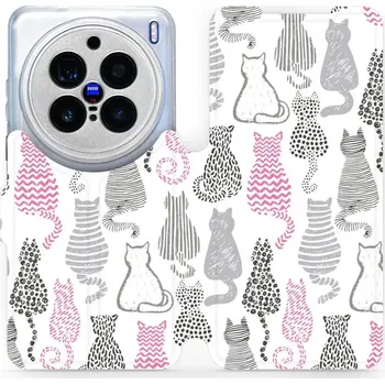 Pouzdro na mobilní telefon Flipové pouzdro Mobiwear - Vivo X200 Pro - MX01S Kočičí zádíčka (Knížkové flip pouzdro, obal, kryt na mobil Vivo X200 Pro - MX01S Kočičí zádíčka, materiál Umělá kůže + TPU - ochrana 360°, stojánek, silikonová vanička, magnetické zavírání)