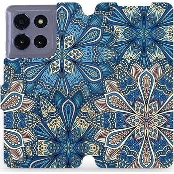 Pouzdro na mobilní telefon Flipové pouzdro Mobiwear - Motorola Moto G86 5G - V108P Modré mandala květy (Knížkové flip pouzdro, obal, kryt na mobil Motorola Moto G86 5G - V108P Modré mandala květy, materiál Umělá kůže + TPU - ochrana 360°, stojánek, silikonová vanička, magnetické)