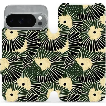 Pouzdro na mobilní telefon Flipové pouzdro Mobiwear - Google Pixel 10 Pro - VA44S Zelené okvětí (Knížkové flip pouzdro, obal, kryt na mobil Google Pixel 10 Pro - VA44S Zelené okvětí, materiál Umělá kůže + TPU - ochrana 360°, stojánek, silikonová vanička, magnetické zavírání)