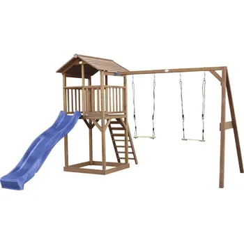 Dětské hřiště Herní věž axi Beach Tower s dvojitou houpačkou dřevo modro-hnědé