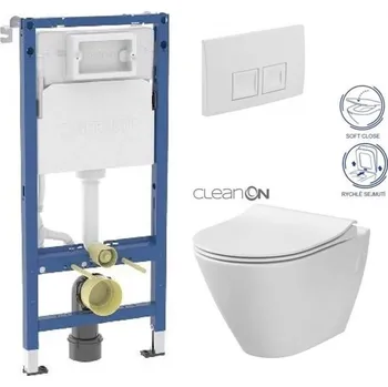 WC sada GEBERIT DuofixBasic s bílým tlačítkem DELTA50 + WC CERSANIT CLEANON CITY 458.103.00.2 50BI CI1