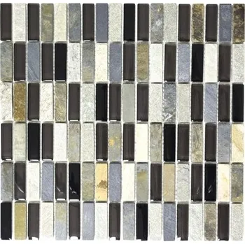 Obklad Skleněná mozaika, obkladová skleněná dlaždice, černá a šedá cihla