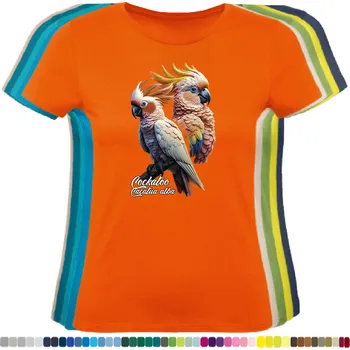 Dámské tričko damske-levne-bavlnene-tricko-digitalni-potisk-kakadu-bily Barva: Orange - oranžová, velikost: XXL