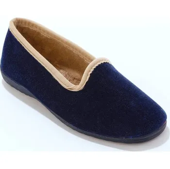 Dámské žabky Velurové slippers bačkory s kontrastním lemem nám. modrá 36