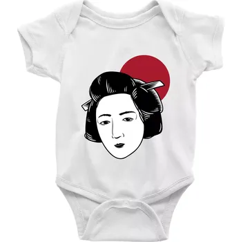 Japan culture - žena - Body kojenecké s krátkým rukávem - Krátký r. 3-6 měs ( Bílá )