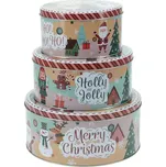 Vánoční dózy Merry Christmas, sada 3 ks, kovové, výška: 121 mm, průměr: 180 mm