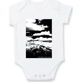 Hory - Life is better in the mountains - Body kojenecké s krátkým rukávem - Krátký r. 3-6 měs ( Bílá )