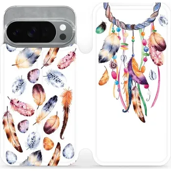 Pouzdro na mobilní telefon Flipové pouzdro Mobiwear - Google Pixel 10 Pro - M003S Lapač a barevná pírka (Knížkové flip pouzdro, obal, kryt na mobil Google Pixel 10 Pro - M003S Lapač a barevná pírka, materiál Umělá kůže + TPU - ochrana 360°, stojánek, silikonová vanička, magnetické)