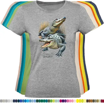 Dámské tričko damske-levne-bavlnene-tricko-digitalni-potisk-krokodyli Barva: Grey melange - šedá směs, velikost: XXL