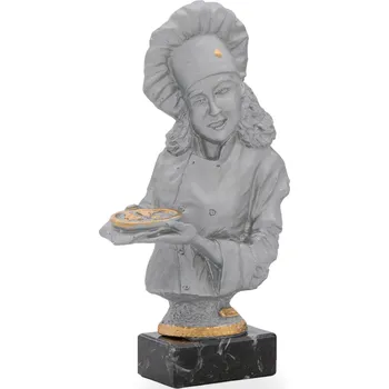 Trofej luxusní se symbolem gastronomie, výška 26 cm, stříbrná/zlatá