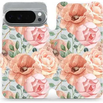 Pouzdro na mobilní telefon Flipové pouzdro Mobiwear - Google Pixel 10 Pro XL - MP02S Pastelové květy (Knížkové flip pouzdro, obal, kryt na mobil Google Pixel 10 Pro XL - MP02S Pastelové květy, materiál Umělá kůže + TPU - ochrana 360°, stojánek, silikonová vanička, magnetické zavírá