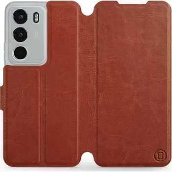 Pouzdro na mobilní telefon Flipové pouzdro Mobiwear - Realme C71 - Hnědé a oranžové (Knížkové flip pouzdro, obal, kryt na mobil Realme C71 - Hnědé a oranžové, materiál Umělá kůže + TPU - ochrana 360°, stojánek, silikonová vanička, magnetické zavírání)