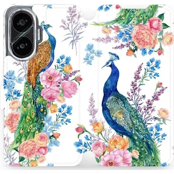 Pouzdro na mobilní telefon Flipové pouzdro Mobiwear - Xiaomi Poco F7 - MX08S Pávi (Knížkové flip pouzdro, obal, kryt na mobil Xiaomi Poco F7 - MX08S Pávi, materiál Umělá kůže + TPU - ochrana 360°, stojánek, silikonová vanička, magnetické zavírání)