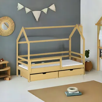 Dětská postel Dětská postel se zábranou LILI 80x160 domeček BOROVICE POSTÝLKA 160x80