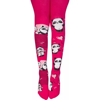 Dámské punčochy Dětské punčochy Pandičky a srdíčka - 116-122 / malinová
