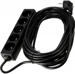 BERGE Prodlužovací kabel 10m s uzemněním, 5 zásuvek - černý 3*1,5 mm2 16A 3680W V031-B