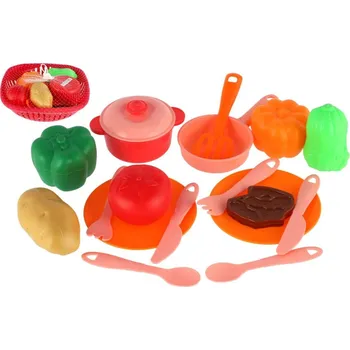 Hračka Sada nádobí v ošatce plast s doplňky v síťce