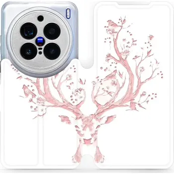 Pouzdro na mobilní telefon Flipové pouzdro Mobiwear - Vivo X200 Pro - M007S Růžový jelínek (Knížkové flip pouzdro, obal, kryt na mobil Vivo X200 Pro - M007S Růžový jelínek, materiál Umělá kůže + TPU - ochrana 360°, stojánek, silikonová vanička, magnetické zavírání)