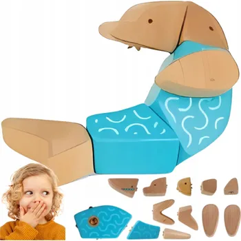 ostatní stavebnice Dřevěné Stavebnice VODNÍ ZVÍŘATA pro děti EKOLOGICKÉ, snadné spojování