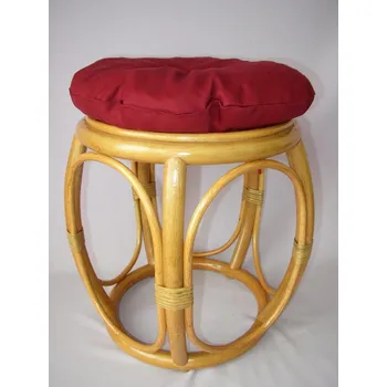 Stolička Axin Trading s.r.o. Ratanová taburetka široká medová polstr vínový