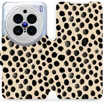 Pouzdro na mobilní telefon Flipové pouzdro Mobiwear - Vivo X200 Pro - VA50S Černé puntíky (Knížkové flip pouzdro, obal, kryt na mobil Vivo X200 Pro - VA50S Černé puntíky, materiál Umělá kůže + TPU - ochrana 360°, stojánek, silikonová vanička, magnetické zavírání)
