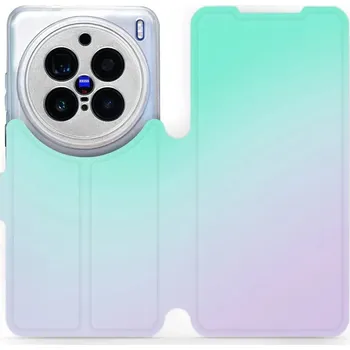 Pouzdro na mobilní telefon Flipové pouzdro Mobiwear - Vivo X200 Pro - VP63S Mátový a fialový odstín (Knížkové flip pouzdro, obal, kryt na mobil Vivo X200 Pro - VP63S Mátový a fialový odstín, materiál Umělá kůže + TPU - ochrana 360°, stojánek, silikonová vanička, magnetické zavírání