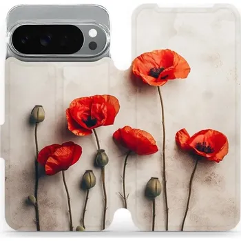 Pouzdro na mobilní telefon Flipové pouzdro Mobiwear - Google Pixel 10 Pro XL - VP42S Vlčí máky (Knížkové flip pouzdro, obal, kryt na mobil Google Pixel 10 Pro XL - VP42S Vlčí máky, materiál Umělá kůže + TPU - ochrana 360°, stojánek, silikonová vanička, magnetické zavírání)