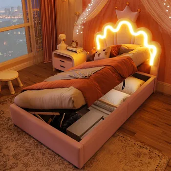 Postel Jednolůžková dřevěná postel Arhatreya 90x200 růžová