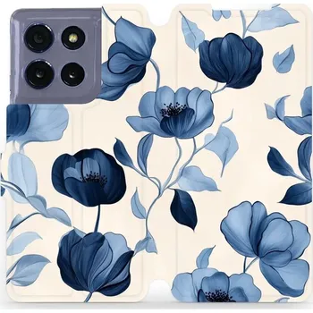 Pouzdro na mobilní telefon Flipové pouzdro Mobiwear - Motorola Moto G86 5G - VP73S Modrá krása květů (Knížkové flip pouzdro, obal, kryt na mobil Motorola Moto G86 5G - VP73S Modrá krása květů, materiál Umělá kůže + TPU - ochrana 360°, stojánek, silikonová vanička, magnetické zavírá