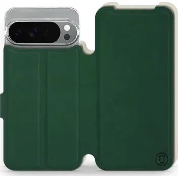 Pouzdro na mobilní telefon Flipové pouzdro Mobiwear Semiš - Google Pixel 10 Pro XL - Zelené & Béžové (Knížkové semišové flip pouzdro, obal, kryt na mobil Google Pixel 10 Pro XL - Zelené & Béžové, materiál semiš + TPU, ochrana 360°, stojánek, silikonová vanička, magnetické zavírání)