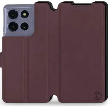 Pouzdro na mobilní telefon Flipové pouzdro Mobiwear Semiš - Motorola Moto G86 5G - Bordové & Černé (Knížkové semišové flip pouzdro, obal, kryt na mobil Motorola Moto G86 5G - Bordové & Černé, materiál semiš + TPU, ochrana 360°, stojánek, silikonová vanička, magnetické zavírání)