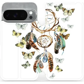 Pouzdro na mobilní telefon Flipové pouzdro Mobiwear - Google Pixel 10 Pro - M001P Lapač a motýlci (Knížkové flip pouzdro, obal, kryt na mobil Google Pixel 10 Pro - M001P Lapač a motýlci, materiál Umělá kůže + TPU - ochrana 360°, stojánek, silikonová vanička, magnetické zavírání)